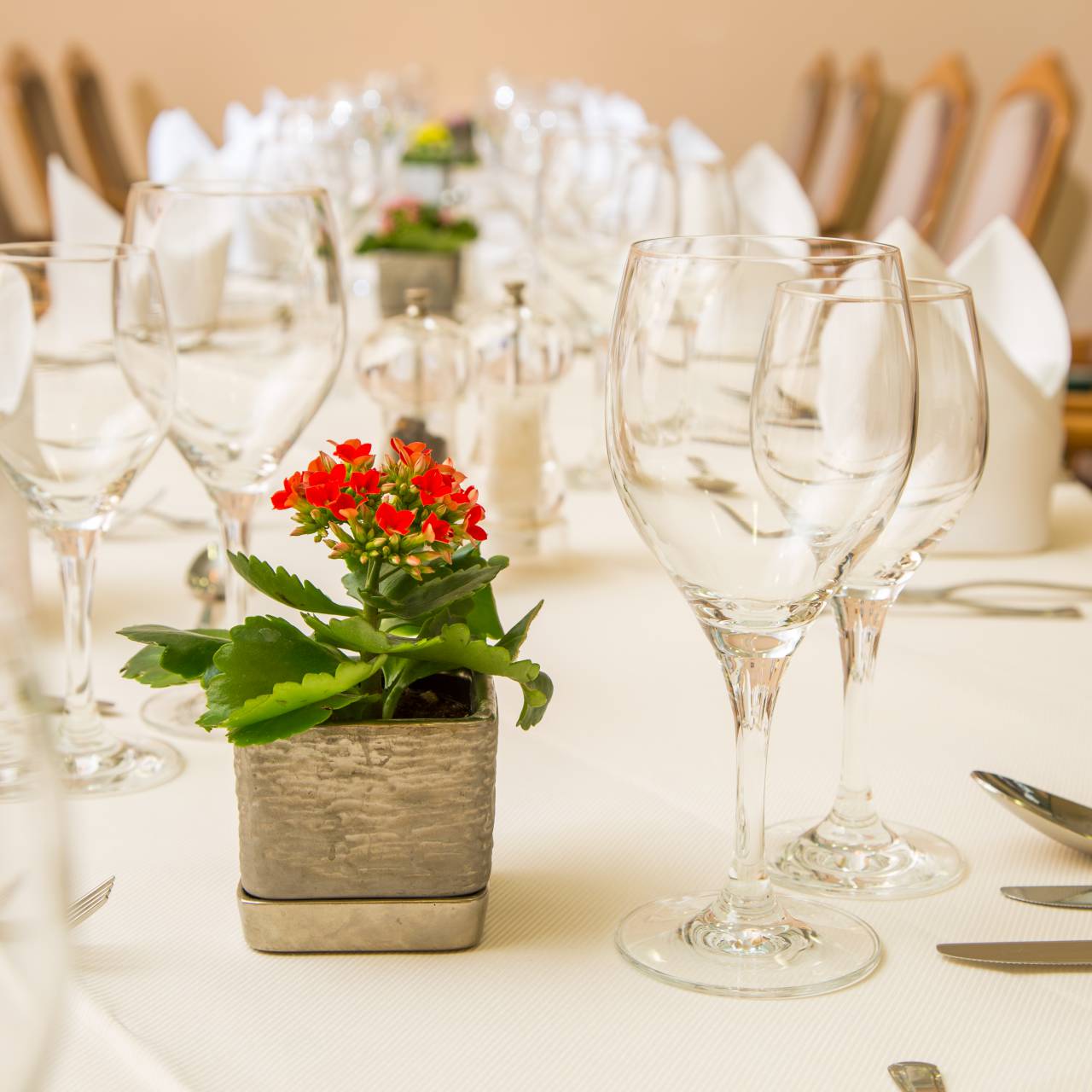 Gedeckter Tisch im Restaurant im Stadthotel Freiburg